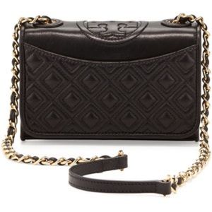 Tory Burch Fleming Geo-Leather Clutch in Black SM